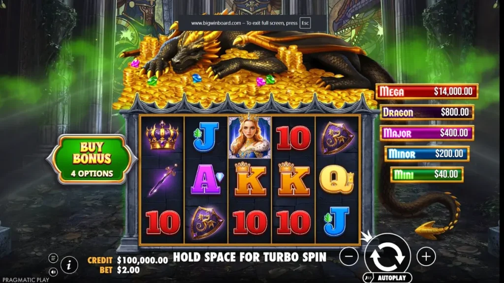 O dragão dourado vigiando o tesouro em Sleeping Dragon Ultra Dark
